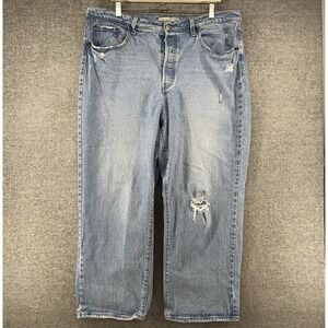 Levis Ribcage Straight Ankle Jeans Women Size 18W Distressed Jeans Light Blue